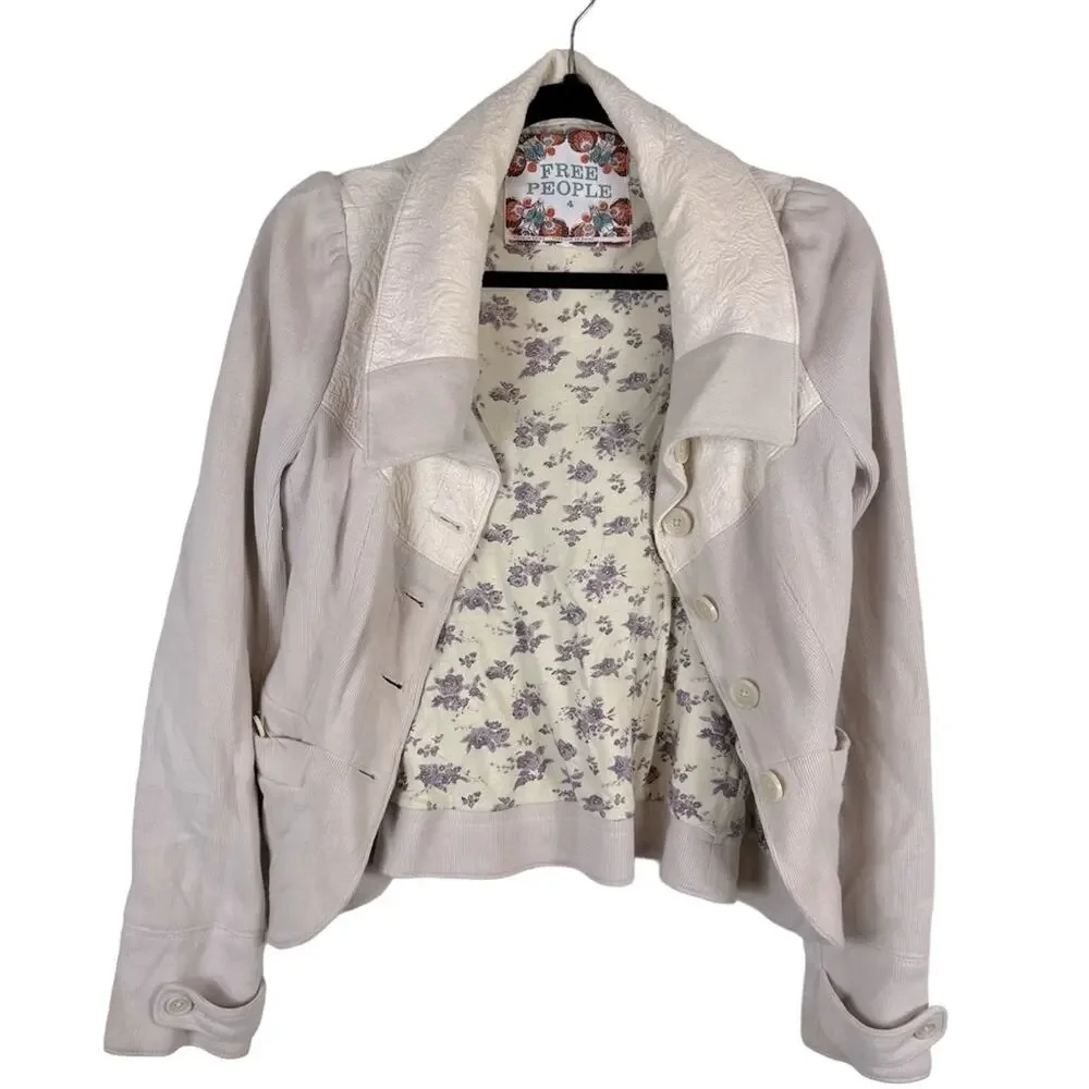 Free People Vintage Y2K Jacket Cropped Shacket Coat Cottage Granny Boho Small 4 - Picture 1 of 12